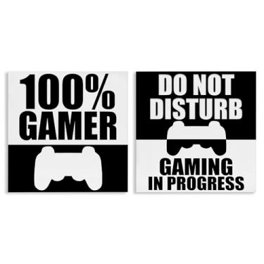 Imagem de Stupell Industries Competitive Gamer Conjunto de arte de parede em tela preto e branco de 2 peças, design de Kim Allen, 61 x 61 cm