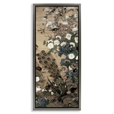 Imagem de Stupell Industries Arte de parede ornamentada em tela flutuante com moldura preta de seda e luar, design da Vintage Hustle, 64 x 28 cm