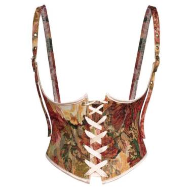 Imagem de Corset Scarlet Darkness Renaissance Floral com cadarço