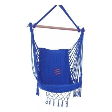 Imagem de Rede Cadeira De teto Balanco Suspensa descanso com espuma e bolsa transporte(Azul)