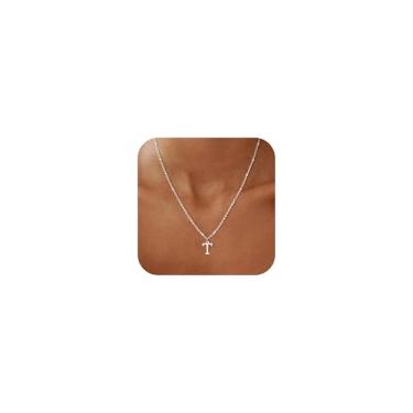 Imagem de GRCLD Colares com inicial para mulheres – Colar com letra banhada a ouro 14 K, corrente personalizada, elegante, elegante, não mancha, colar único com pingente fofo, joia de presente para mulheres