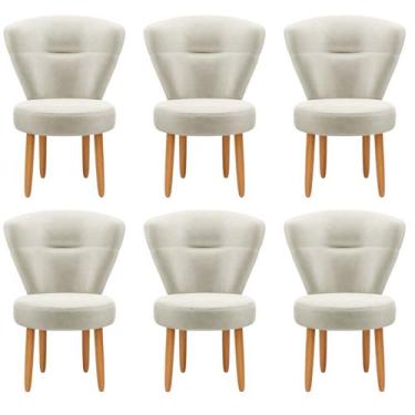 Imagem de Jogo 6 Cadeiras Moderna Decor para Mesa de Jantar Estofada Pés de Made