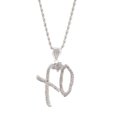 Imagem de ZHDHDQ Colar com pingente de letra Hip Hop XO para mulheres e homens, colar com pingente de letra Xo de zircônia cúbica, joia de presente para fãs de rock rapper