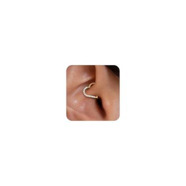 Imagem de Brincos femininos Daith de cartilagem pequena argola dourada hipoalergênica hélice piercing de titânio 14k aço cirúrgico diamante implante zircônia cúbica joia, 8mm, Titânio, Zircônia
