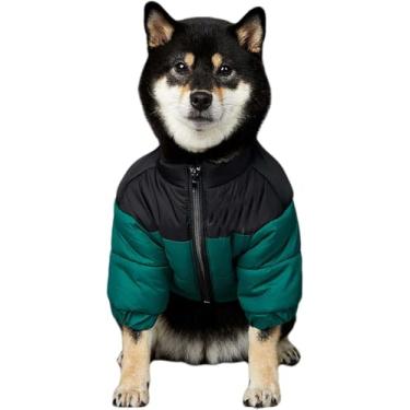 Imagem de Casaco quente de inverno para cães pequenos e médios gatos - Casaco grosso corta-vento roupas de inverno para clima frio dia de neve (verde, 3GG (Peito: 73 cm / Sugestão: 12,7-21 kg))