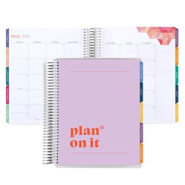 Imagem de Agenda mensal enrolada 7 x 9 (janeiro de 2026 a dezembro de 2026) - capa clássica Mantra Plan, tema hexagonal, bobina de platina