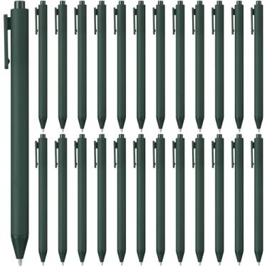 Imagem de yptniginu 25 canetas esferográficas retráteis a granel 1,0 mm, ponta média, tinta preta, canetas fofas, material escolar para professores, estudantes, funcionários, chá de panela, chá de bebê (verde)