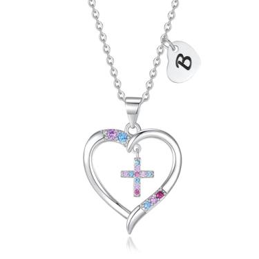 Imagem de DVAVA Colar de cruz para meninas, filhas, batismo, primeira comunhão, confirmação de formatura, presentes para filha, 16 inch+2 inch, Cobre, Zircônia cúbica 2