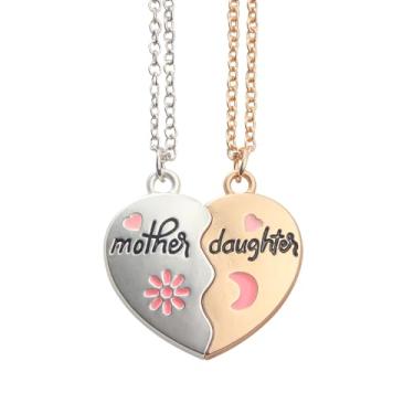 Imagem de SORGERLY Colares de mãe e filha para 2 - Colar de coração dourado prata lua sol combinando para mãe - presentes de aniversário para mãe, mamãe e dia das mães, Medium, Zinco, Sem Pedra Preciosa