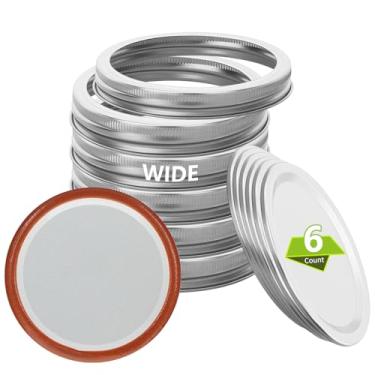 Imagem de 24 peças de tampas de conserva de 70 mm/2,76" com argolas, boca regular para potes de conserva, tampas divididas e anéis de material de grau alimentício, 100% ajustado e hermético para frascos de boca