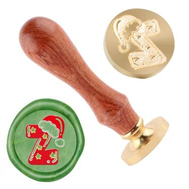 Imagem de Carimbo de lacre de cera de Natal carimbo de latão e uma alça de madeira carimbos cabeça para cartões de natal convites de festa carta envelope cartões de felicitações presentes