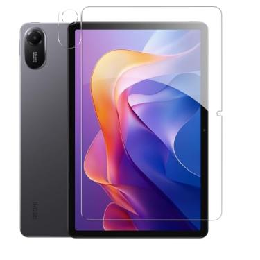 Imagem de KONXISA Pacote com 1 protetor de tela para tablet Xiaomi Redmi Pad 2, protetor de tela de vidro temperado com película de lente, película protetora transparente HD antiarranhões e sem bolhas