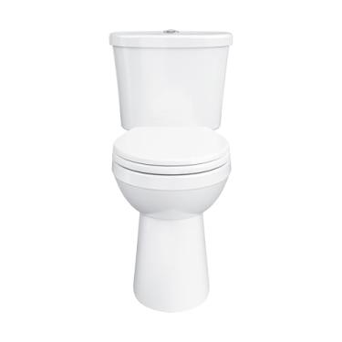 Imagem de Gerber Vaso sanitário Maxwell Select Round Dual-Flush 1.0/1.28 GPF de duas peças, altura da cadeira ADA, 30,5 cm áspero, alta eficiência, assento de fechamento suave e kit de instalação com anel de