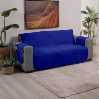 Imagem de Protetor de Sofá Retrátil Matelado 1 a 4 Lugares - Capa Protetora com Porta-Objetos para Todos os Modelos de Sofá(Azul,1 Lugar (Poltrona))