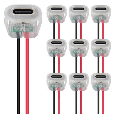 Imagem de Conector USB fêmea de 2 pinos tipo C 10 peças com LED tipo C à prova d'água com soquete fêmea conector de carregamento rápido porta de carregamento USB-C tomada de carregador