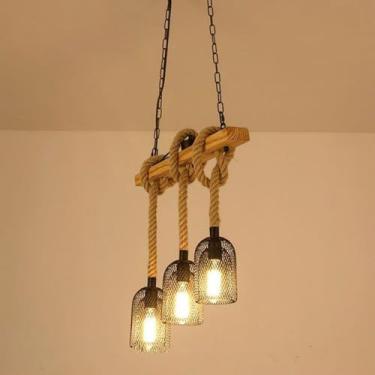 Imagem de Luminária pendente vintage industrial com LED, estilo americano criativo, ideal para sala de estar, restaurante, quarto, casa de campo, loft, loja de roupas, café, bar, casa de família (U 3