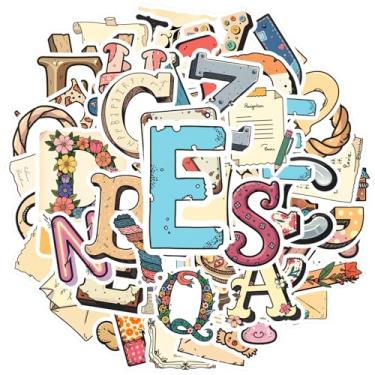 Imagem de 70 peças arte alfabética letras decorativas adesivos DIY vintage para guitarra, faça você mesmo, bicicleta, skate, laptop, bagagem, decoração, notebook, bagagem, copo para celular