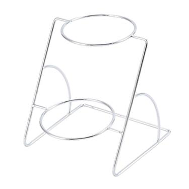 Imagem de Fenteer Suporte para temperos de buffet, suporte estável e para cozinha, de temperos de metal, para molhos, buffet de restaurante, Prata de 2 Camadas