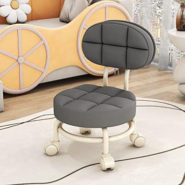 Imagem de BSNANCA Banqueta cosmética com rolamento, assento baixo de rolo, banquinho baixo com rolamento, rodas redondas com rolamento, banqueta rolante, almofada (L) (F) (G)