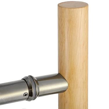 Imagem de Puxadores de porta de madeira maciça, maçaneta de porta dupla face tipo escada, conjunto de puxadores de alça lisa interna e externa, instalação de barra redonda/quadrada (cor: redondo, tamanho: 100