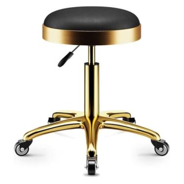 Imagem de BSNANCA Banqueta redonda para escritório, cadeira de mesa, banquinho giratório, banquinho giratório, banquinho confortável, com encosto e assento de poliuretano, banco de metal hidráulico resistente