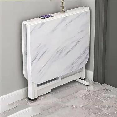 Imagem de HYUIO Mesa de jantar dobrável com folhas de madeira maciça, multifuncional, para pequenos espaços, mesa dobrável de madeira extensível e expansível para cozinha ou sala de estar