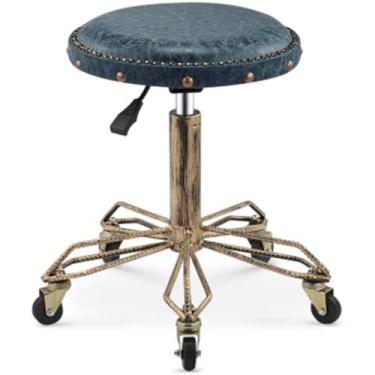 Imagem de Banqueta profissional de salão com suporte para as costas e cadeira de beleza de altura ajustável com rodas para salão de beleza, barbearia, salão de beleza, design ergonômico para conforto e
