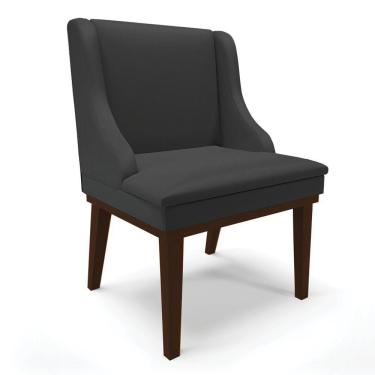 Imagem de Cadeira De Jantar Liz Corino Base Fixa Madeira Tabaco Preto