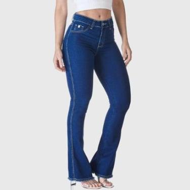 Imagem de Calça Flare HNO Jeans Petit Barra Desfiada Azul-Feminino