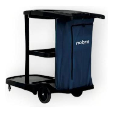 Imagem de Carro funcional preto alta capacidade com tampa e bolsa de vinil azul 