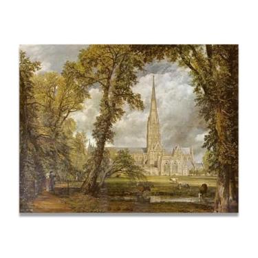 Imagem de Com vista para SalisburyJohn Constable Canvas: Cenas autênticas da natureza britânica do século XIX, arte da Royal Academy 50 x 65 cm sem moldura