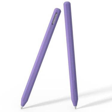 Imagem de Capa de silicone para Samsung Galaxy Tab S11/S11 Ultra S Pen 2025, capa protetora com design integrado, suporte antiderrapante para Galaxy Tab S11/S11 Ultra S Pen (roxo claro)