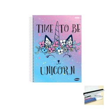 Imagem de Kit Caderno Feminino Capa Dura 96 Folhas KBOM + Caneta Esferográfica Sortida + Grampeador Alicate HP45