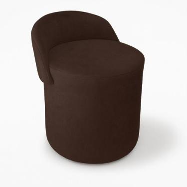 Imagem de Puff Encosto Confortável Sala Estilo Moderno Redondo Suede Cor:Azul Ma