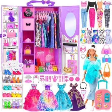 Imagem de Conjunto de brinquedos Doll Closet ebuddy com 106 roupas para meninas 