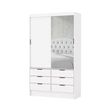 Imagem de Guarda Roupa Sevilha Plus 2 Portas De Correr Com Espelho Carioca Moveis Branco