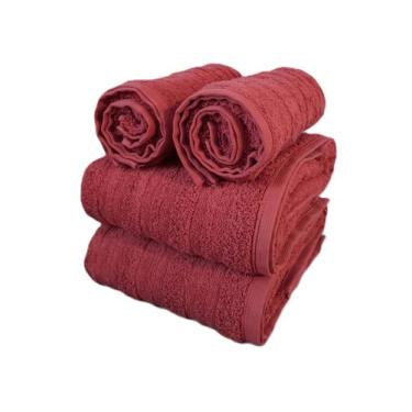 Imagem de Jogo 4 Toalhas de Banho e Rosto Super Grossa Loft Macia 100% Algodão A