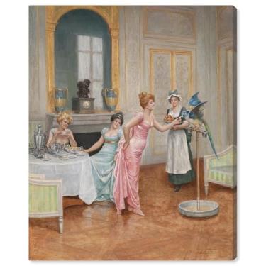 Imagem de Art Remedy Retratos clássicos em tela The Parrot and the Tea Party, envolto em galeria, 40 x 50 cm