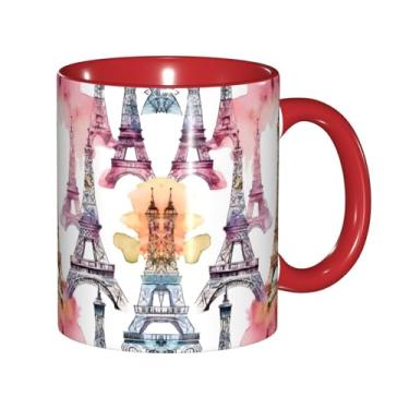 Imagem de Zeraoke French Paris Tour Eiffel Tower Print Canecas de café criativas, personalizadas, presente para família, tamanho de 325 ml, unissex
