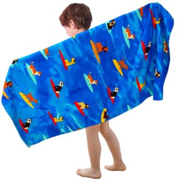 Imagem de YIFONTIN Toalhas de praia de microfibra cobertor de veludo super macio absorvente 69,8 cm x 139,7 cm para crianças, banho, acampamento, piscina, esportes, filhotes de surf.