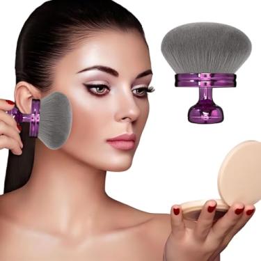 Imagem de 1 pincel de maquiagem extra grande, em forma de cogumelo, pó macio e pincel de blush, adequado para todo o corpo (roxo)