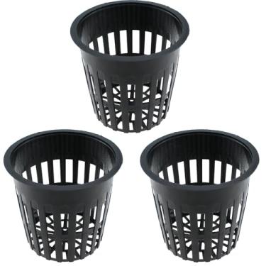 Imagem de MTQY Bandeja de rede hidropônica de plástico preto com 3 peças, altura de 9 cm, adequada para plantação doméstica de vegetais e flores