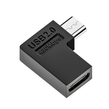 Imagem de Adaptador USB para USB C, conector de conversão de transferência de dados USB para tipo C de 90 graus para navegação veicular de smartphone (R)