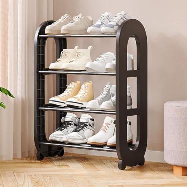 Imagem de uhyOHF Sapateira – Organizador de sapatos de aço inoxidável, organizador fino de entrada com rack de armazenamento aberto, armário de sapatos de fazenda para hall de entrada, porta da frente e entrada