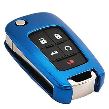 Imagem de Jaqueta protetora azul macia de TPU Flip Key Fob para Chevy Equinox Camaro Cruze Malibu Sonic Volt Park Impala Buick Encore Allure Regal Verano Lacrosse