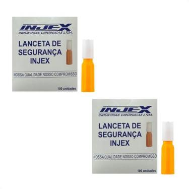 Imagem de Kit com 200 Lancetas descartáveis 28G com disp. de segurança - Injex