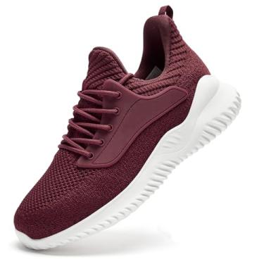 Imagem de VIPSUPER Tênis feminino de caminhada – Espuma viscoelástica, sem cadarço, academia, treino, enfermagem, conforto e trabalho, leve, Vermelho, 38