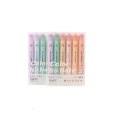 Imagem de Caneta Marca Texto Ponta Dupla com Tampa de Patinha, Cores Pastel, Modelo CH-520, 6 Peças