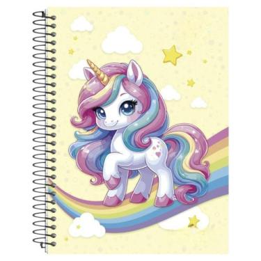 Imagem de Caderno universitario 1 matéria 96 folhas unicórnio - PanAmericana, Es