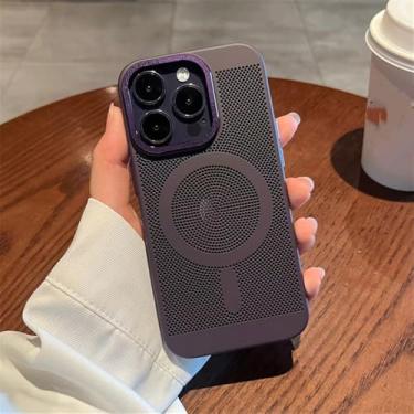 Imagem de Capa ultrafina com dissipação de calor respirável e refrescante para iPhone 16 11 12 13 14 15 Pro Max Plus magnética para capa fosca, roxo escuro, para iPhone 15